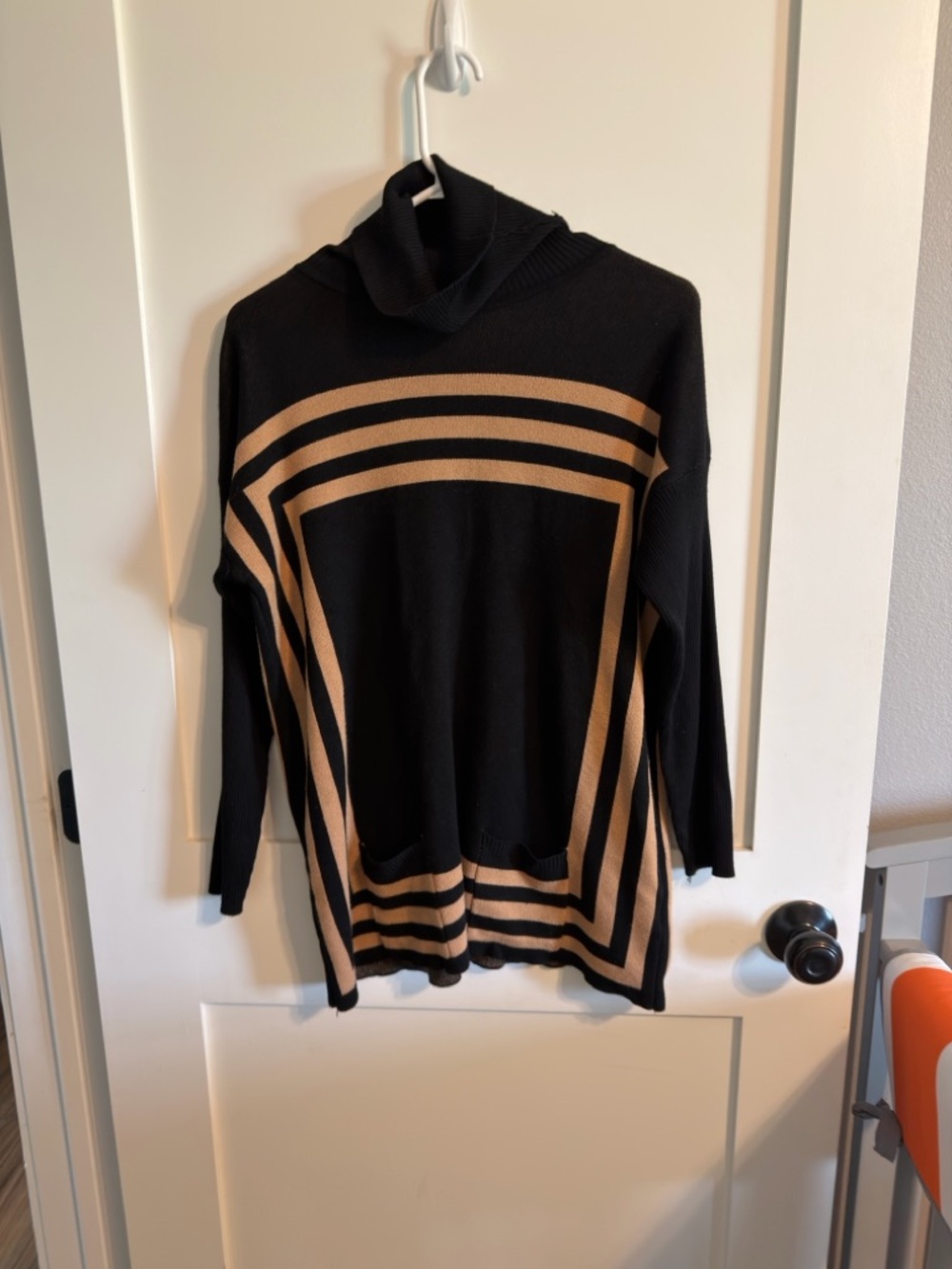 Black & Tan Stripe Turtleneck Sweater